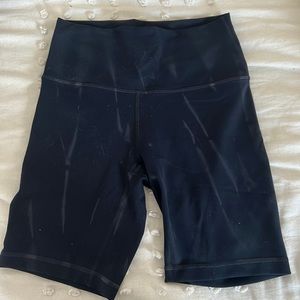 Navy blue striped Lululemon biker shorts